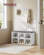 VASAGLE Shoe Bench with Cushion, 6 Compartments, 3 Adjustable Shelves - Image 2