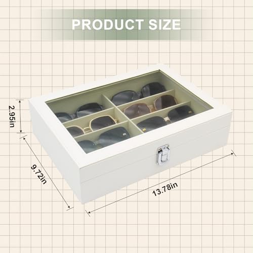 8 Slots Sunglass Organizer, PU Leather Eyewear Display Tray - Image 6