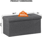 SUPER DEAL Storage Ottoman Bench, 30 Inches Folding Storage Chest Padded Seat - Image 3