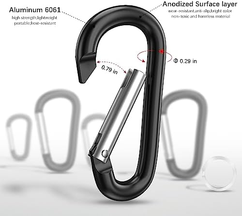sprookber 3" Aluminum Carabiner D Ring, Caribeener Clips, Spring Snap Hook - Image 4