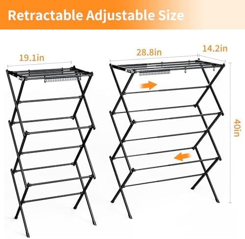 Clothes Drying Rack Foldable Drying Rack Clothing Black-1pack - Image 4