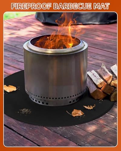 60" Round Fireproof Grill Mat for Deck & Patio, Double-Sided Silicone Coated - Image 3