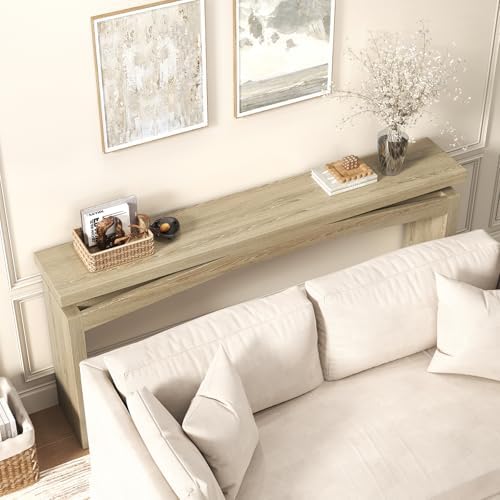 Epecoya 63 Inch Console Table for Entry Way Modern, Light Tan Wood - Image 4