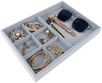 Gray Velvet Stackable Organizer Premium Quality Stackable Tray Halft 6 Grid and - Image 3