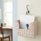 PINXIURY Magazine Holder Wall Basket Water Hyacinth Woven Mail Organizer - Image 6