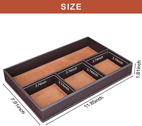 GORESE Faux Leather Valet Tray for Men, Stackable Jewelry Organizer for Drawers - Image 3