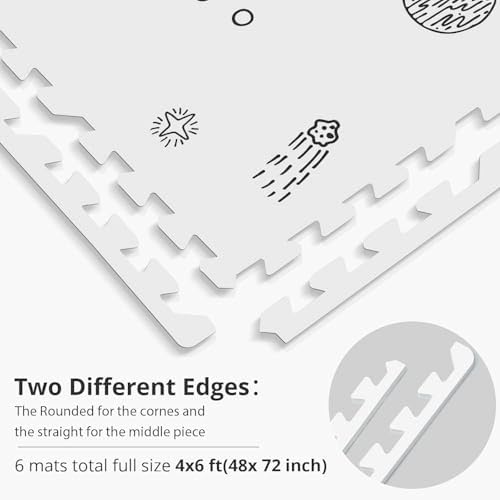 PIGLOG Baby Play Mat, 72x48-Inch Baby Foam Play Mat, 6-Piece Interlocking Foam - Image 5