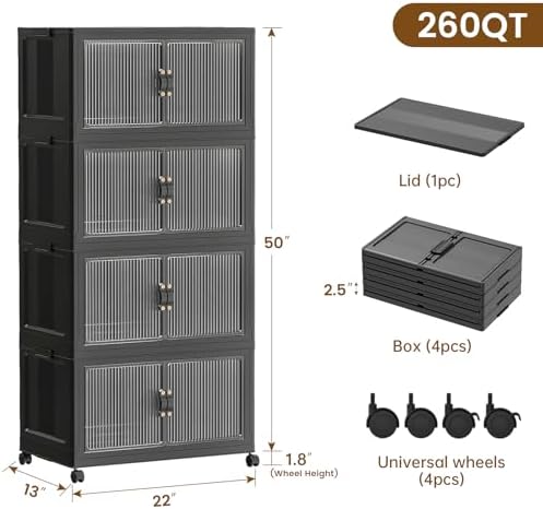 SAILUN 260Qt Stackable Storage Bins, Storage Cabinet - Image 2