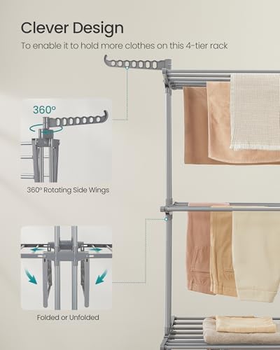 SONGMICS 4-Tier Clothes Drying Rack, 69.9-Inch Tall - Image 5