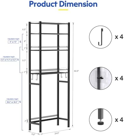 samstar 4 Tier Over The Toilet Storage Rack, Bathroom Organizer Shelves Cabinet - Image 2