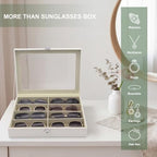 8 Slots Sunglass Organizer, PU Leather Eyewear Display Tray - Image 3