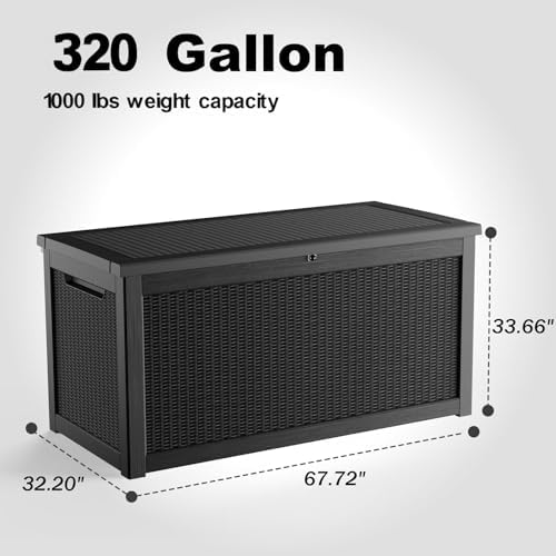 PatioZen 320 Gallon Large Resin Deck Box, Lockable Outdoor Storage Box - Image 2