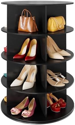SpaceAid 4 Tier Rotating Shoe Rack Tower, Spinning Shoe Display Lazy Susan by SpaceAid