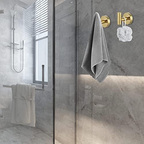 Towel Hooks for Bathroom 2 Packs Screw- in Gold Wall Mount Towel Holder Towel - Image 4