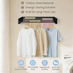 Wall Mounted Laundry Drying Rack, Carbon Steel Foldable & Retractable Clothes - Image 4