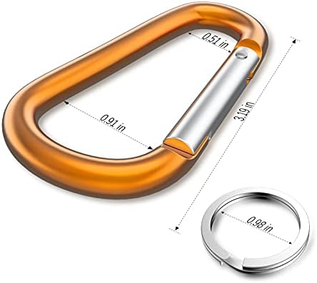 sprookber 3" Aluminum Carabiner D Ring, Caribeener Clips, Spring Snap Hook - Image 2