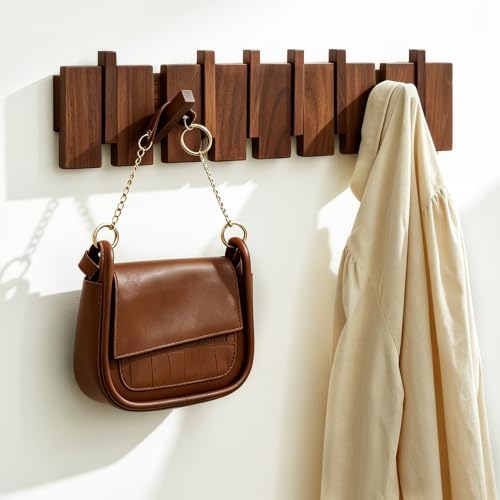 QUELLANCE Wood Coat Rack Wall Mount, Coat Hooks Hanger Wall Mounted, Heavy Duty by WelcometoQuellance