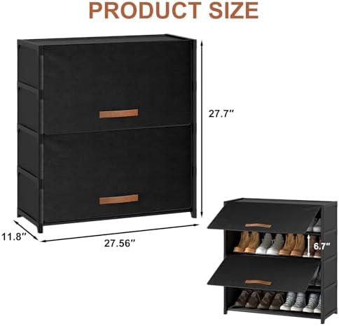 5 Tier Shoe Cabinet with Door, 20-Pair Storage - Image 3