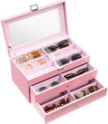 ProCase 3-Layer Sunglasses Storage Organizer -Pink by ProCase
