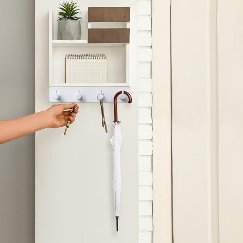 Key Holder with 4 Hooks, Adhesive Key Hanger Organizer - Image 3