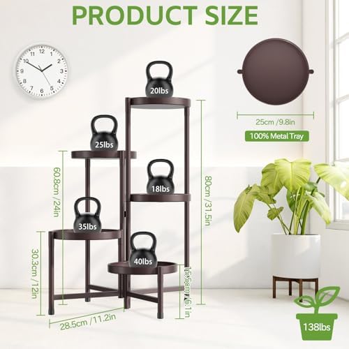 iDavosic.ly 5 Tier Large Plant Stand Indoor Outdoor, 10 Inch Tray - Image 4