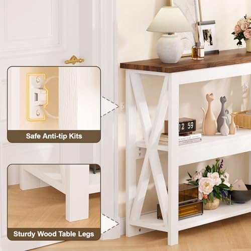 3-Tier Wood Entryway Table: 41" Narrow Console Shelf - Image 6
