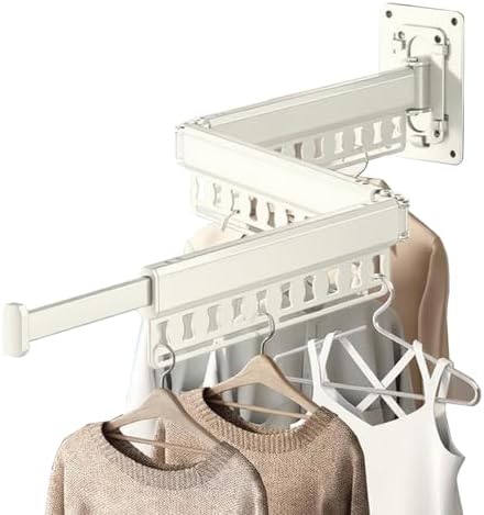 Clothes Drying Rack Wall-Mounted, 3-Fold Retractable Clothes Hanger by HGZBS