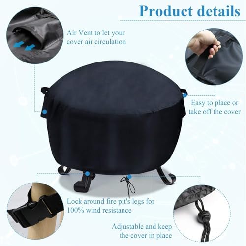 34-36 inch Fire Pit Cover Round - Image 3