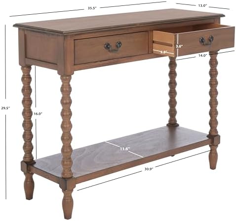SAFAVIEH Athena 2-Drawer Wood Console Entryway Table, 35.5" Brown CNS5702C - Image 3