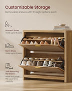 VASAGLE Boho Shoe Storage Cabinet, Rattan-Look Flip Drawers - Image 6