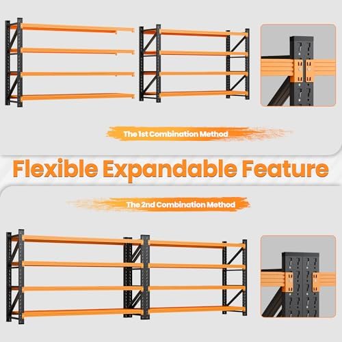 71.3” Wide Heavy Duty Metal Garage Shelving, Adjustable Storage Shelf - Image 5