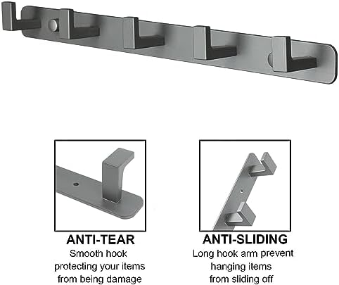 Coat Rack, Heavy Duty Stainless Steel 5 Tri Coat Hook Hanger, Wall Mounted - Image 3