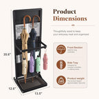 Wet Umbrella Stand with Bag Holder, Entryway Organizer with Drip Tray - Image 3