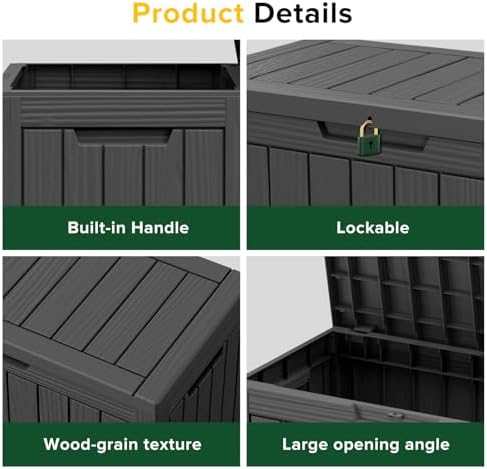 DRATO 50 Gallon Outdoor Storage Box Waterproof, Lockable Resin Deck Box - Image 3