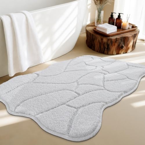 BSICPRO Bathroom Rugs, 24X36 Scalloped Bath Mats by BSICPRO