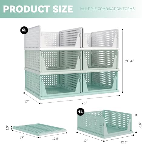 Pinkpum Green Boy Closet Organizers and Storage Stackable Plastic Drawer Basket - Image 3