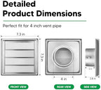 4" Metal Outdoor Dryer Vent Cover Louvered - Image 2