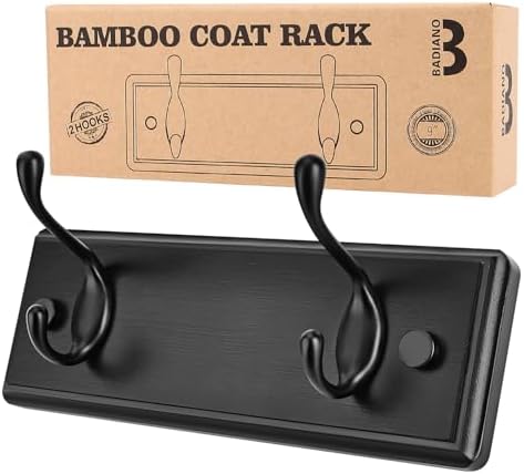 Badiano Heavy Duty Wooden Coat Rack, Wall-Mounted Organizer, 9 Inch by BADIANO
