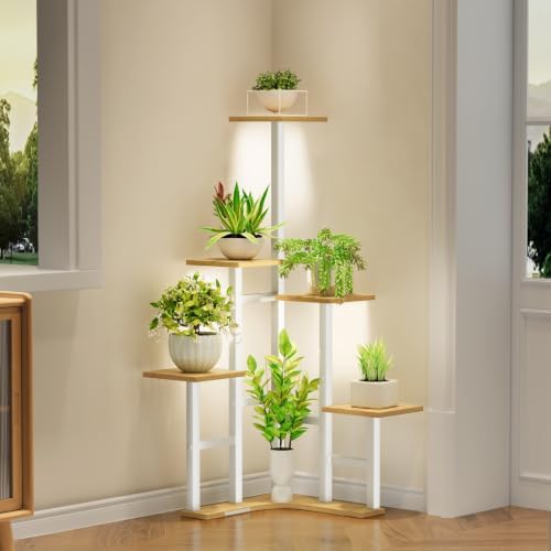 Corner Plant Stand Indoor with Grow Lights 6 Tiered Corner Plant Shelf by Yzosvki