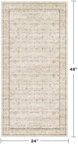 Washable 2x4 Beige Bathroom Rugs, Farmhouse Small Rugs - Image 2