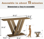 51" Console Table, V-Shaped Entryway Table, Wood Sofa Table Behind Couch - Image 2