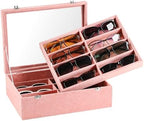 Frebeauty 16-Slot Sunglass Organizer Box, 2 Layer Velvet Sunglasses Holder by Frebeauty