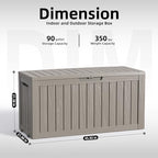 DRATO 90 Gallon Outdoor Storage Box Waterproof, Lockable Resin Deck Box - Image 3