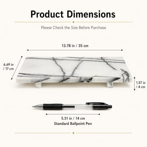 White Marble Pedestal Tray, 13.8-Inch Organizer - Image 5