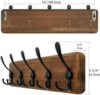 WEBI Rustic Coat Rack Wall Mount, Solid Wood Coat Hooks Wall Mounted Coat Hanger - Image 3