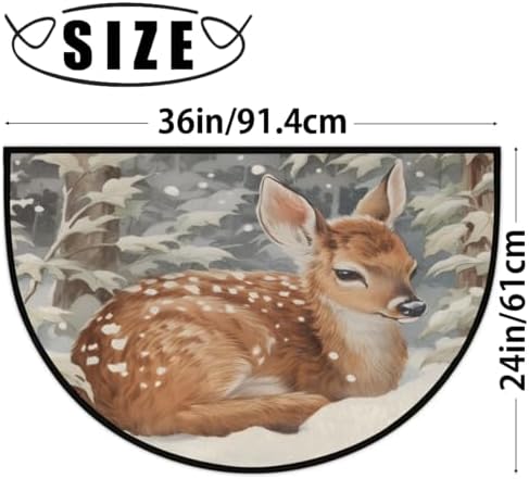 Half Circle Doormat Christmas Animal Deer 36''x24''Shoe Mats - Image 2