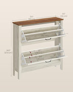 VASAGLE Farmhouse Shoe Cabinet, Narrow Storage Organizer, 2 Flip Drawers - Image 2