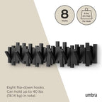 Umbra Sticks Wall Coat Rack, Wall Mount 8 Retractable Hooks - Image 5