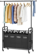 Tajsoon Laundry Sorter with Hanging Bar, 4 Section Laundry Hamper by Tajsoon