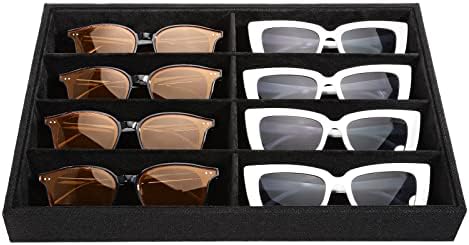 Emibele Glasses Organizer Jewelry Tray, 8 Grids Velvet Tray Watch Storage by Emibele